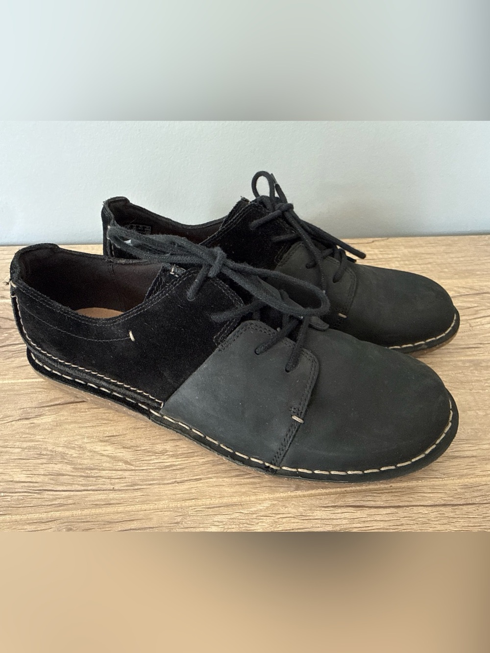 CLARKS Tamitha Daisy Oxford Loafer Women 10M Black Leather Suede Comfort Shoe